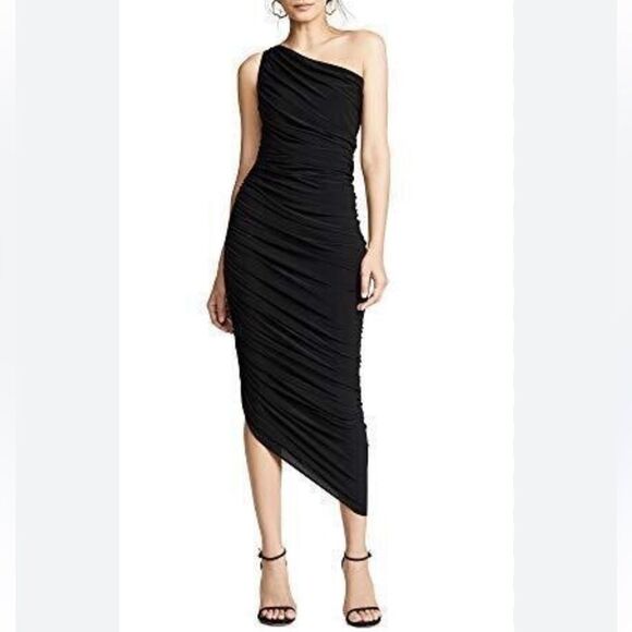 Norma Kamali Black One-Shoulder Dress Diana Gown Revolve NWT M - Picture 1 of 10